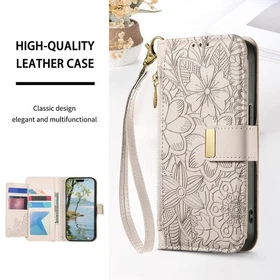 Zip Leather Flower Wallet Phone Case For Infinix Hot 50 Note 40 Tecno Spark 30