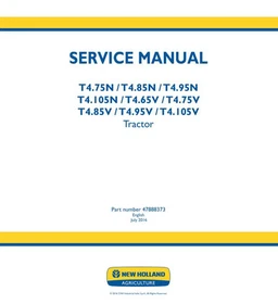 New Holland T4.75N,T4.85N,T4.95N,T4.105N,T4.65V,T4.75V--- Tractor Service Manual