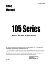 Komatsu 4D105-3, S4D105-3, 6D105-1, S6D105-1, 105 Diesel Engine Service Manual
