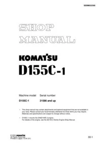 Komatsu D155C-1 Pipelayer Dozer Service Manual
