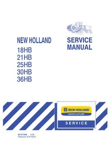 New Holland 18HB, 21HB, 25HB, 30HB, 36HB Draper Header Service Manual