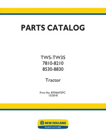Ford TW15, TW25, TW35, TW5, 7810, 8210,8530,8630 8730,8830 Tractor Parts Catalog