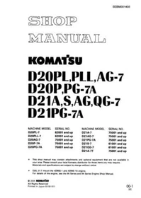 Komatsu D20PL-7,D20PLL,D20AG,D20P,D20PG,D21A,D21PG,D21S,D21A Service Manual