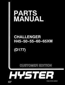 Hyster CHALLENGER H45-50-55-60-65XM D177 Forklift Parts Manual Catalog Diagrams