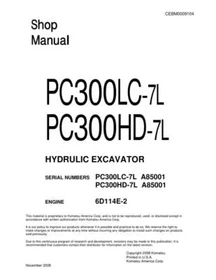 Komatsu PC300LC-7L, PC300HD-7L Hydraulic Excavator Service Manual