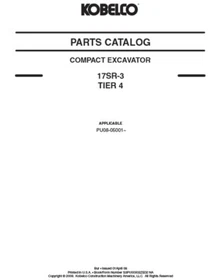 Kobelco 17SR Acera Tier 4 Excavator Service, Parts & Operator's Manual