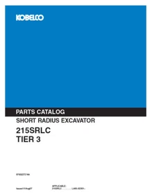 Kobelco 215SR Acera Tier 3 Excavator Service, Parts & Operator's Manual