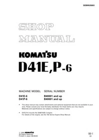 Komatsu D41E-6, D41P-6 Crawler Bulldozer Service Manual