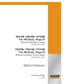 Case SR210B,SR240B,SV280B,TR270B,TR310B,TV370B Tier 4B Skid Steer Service Manual