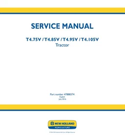 New Holland T4.75V,T4.85V,T4.95V,T4.105V Tractor Service Manual Repair Shop Book