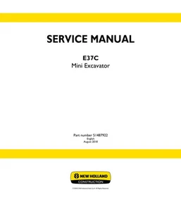 New Holland E37C Mini Excavator Service Manual Repair Shop Book