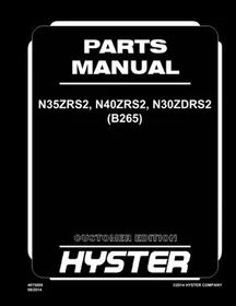 Hyster N35ZRS2, N40ZRS2, N30ZDRS2 (B265) Forklift Parts Manual Catalog Diagrams