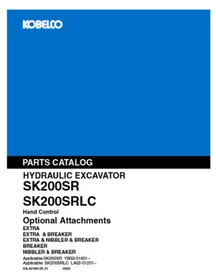 Kobelco SK200SR, SK200SRLC Excavator Service, Parts Catalog & Operator's Manual