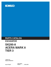 Kobelco SK295-8 TIER 3 Excavator Service, Parts Catalog & Operator's Manual