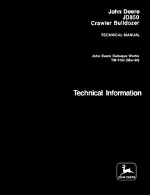 John Deere JD850 Crawler Bulldozer Service Manual Repair Shop Technical Book