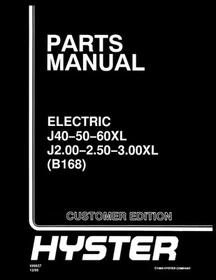 Hyster ELECTRIC J40-50-60XL,J2.00-2.50-3.00XL B168 Forklift Parts Manual Catalog