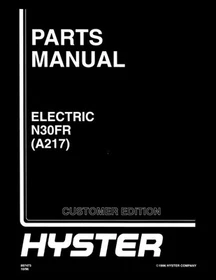 Hyster ELECTRIC N30FR (A217) Forklift Parts Manual Catalog Exploded Diagram Book