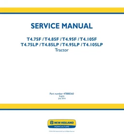 New Holland T4.75F,T4.85F/95F/105F/75LP/85LP/95LP/105LP Tractor Service Manual