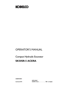 Kobelco SK50SR-5 Acera Excavator Service Manual & Operator's Manual