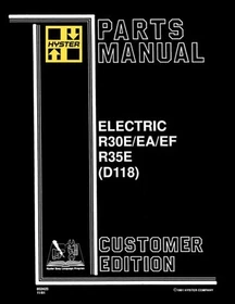 Hyster ELECTRIC R30E/EA/EF R35E D118 Forklift Parts Manual Catalog Diagram Book