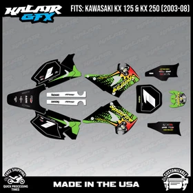 Graphics Kit for Kawasaki KX125 KX250 (2003-2008) KX 125 KX 250 Lancaster-Green