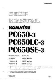 Komatsu PC650-3, PC650LC-3, PC650SE-3 Hydraulic Excavator Service Manual