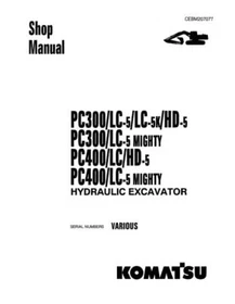 Komatsu PC300-5,PC300LC,PC300HD,PC300,PC300LC,PC400,PC400LC Service Manual