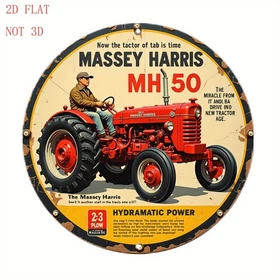 Massey Harris MH 50 Tractor Farm Red Tin Metal Signs Home D&eacute;cor 8x8 