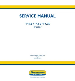 New Holland T4.55, T4.65, T4.75 Tractor Service Manual Repair Shop Book