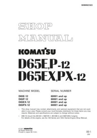 Komatsu D65E-12, D65P-12, D65EX-12, D65PX-12 Crawler Bulldozer Service Manual