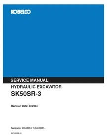 Kobelco SK50SR-3 Excavator Service Manual, Parts Catalog & Operator's Manual