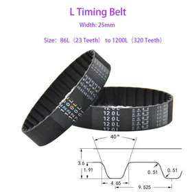 Width 25mm L Timing Belt 86L to 1200L Pitch 9.525mm Belt for CNC / Step Motor