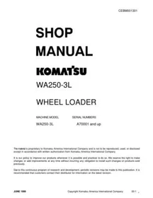 Komatsu WA250-3L Wheel Loader Service Manual