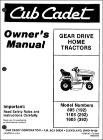 Cub Cadet International 71, Series 1000, 2000 Series operator and parts manual