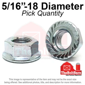 5/16"-18 Case Hardened Serrated Flange Whiz Lock Nuts Zinc Coarse (Pick Qty)