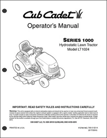 Cub Cadet International LT, LTX VT Series 1000 2000 Manuals