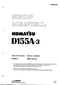Komatsu D155A-3 Dozer Bulldozer Repair Shop Service Manual Workshop Book