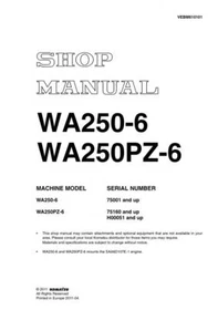 Komatsu WA250-6, WA250PZ-6 Wheel Loader Service Manual