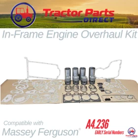 INFRAME ENGINE OVERHAUL KIT comp w Massey Ferguson&reg; Perkins&reg; A4.236 EARLY SN