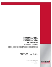 Case IH Farmall 35A, 40A Tier 4B Compact Tractor Service Manual Repair 48144025