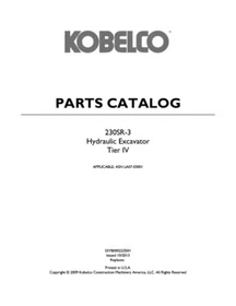 Kobelco 230SRLC-3 Acera Tier 4 Excavator Service, Parts & Operator's Manual