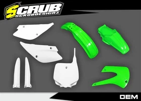 Kawasaki KX80 KX100 1998 1999 2000 Black/White/Green Plastic Body Kit KX 80 100