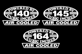 2 AIR COOLED ENGINE DECALS 140-145-164 CID FLAT SIX MOTOR STICKERS CORVAIR 60-69