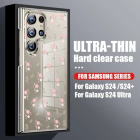For Samsung S25 S24 Ultra S23 FE A16 A15 Flower Clear Shockproof Hard Case Cover