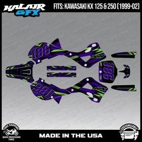Graphics Kit for Kawasaki KX125 KX250 (1999-2002) KX 125 KX 250 Twitch - Purple