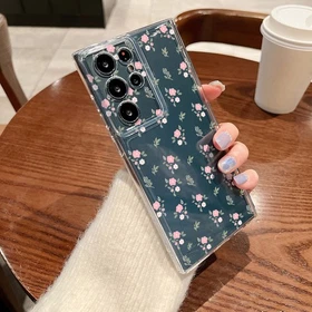 For Samsung S26 S25 Ultra S24 S23 S22 S21 FE A36 Flower Clear Phone Case Cover