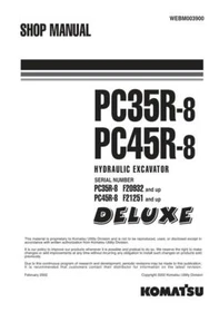 Komatsu PC35R-8, PC45R-8 DELUXE Hydraulic Excavator Service Manual