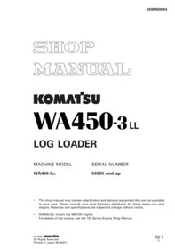 Komatsu WA450-3LL Loader SeRepair Shop Service Manual Workshop Book
