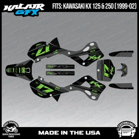 Graphics Kit for Kawasaki KX125 KX250 (1999-2002) KX 125 250 Axis  - Green Shift