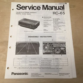 Original Panasonic Service Manual for RC Model Clock Radios ~ Choose One